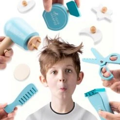 Enbaoxin Anziehspielzeug Aus Holz Pflegeset Hölzerne Simulation Kinderfriseur Set -Spielzeugladen 31117836 04