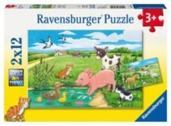 Ravensburger 2er Set Puzzle, Je 12 Teile, 26x18 Cm, Tierkinder Auf Dem Land
