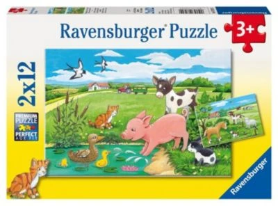 Ravensburger 2er Set Puzzle, Je 12 Teile, 26x18 Cm, Tierkinder Auf Dem Land 1 Ravensburger 2er Set Puzzle, Je 12 Teile, 26x18 Cm, Tierkinder Auf Dem Land